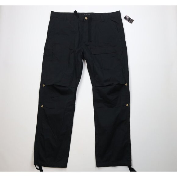 Deadstock Vintage Y2K Sean John Mens 42x34 Baggy Wide Leg Cargo Pants Black